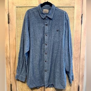 Men’s Redhead Ranch Button Down Elbow Patch Shirt 2XLT Tall XXL Flannel Blue Big